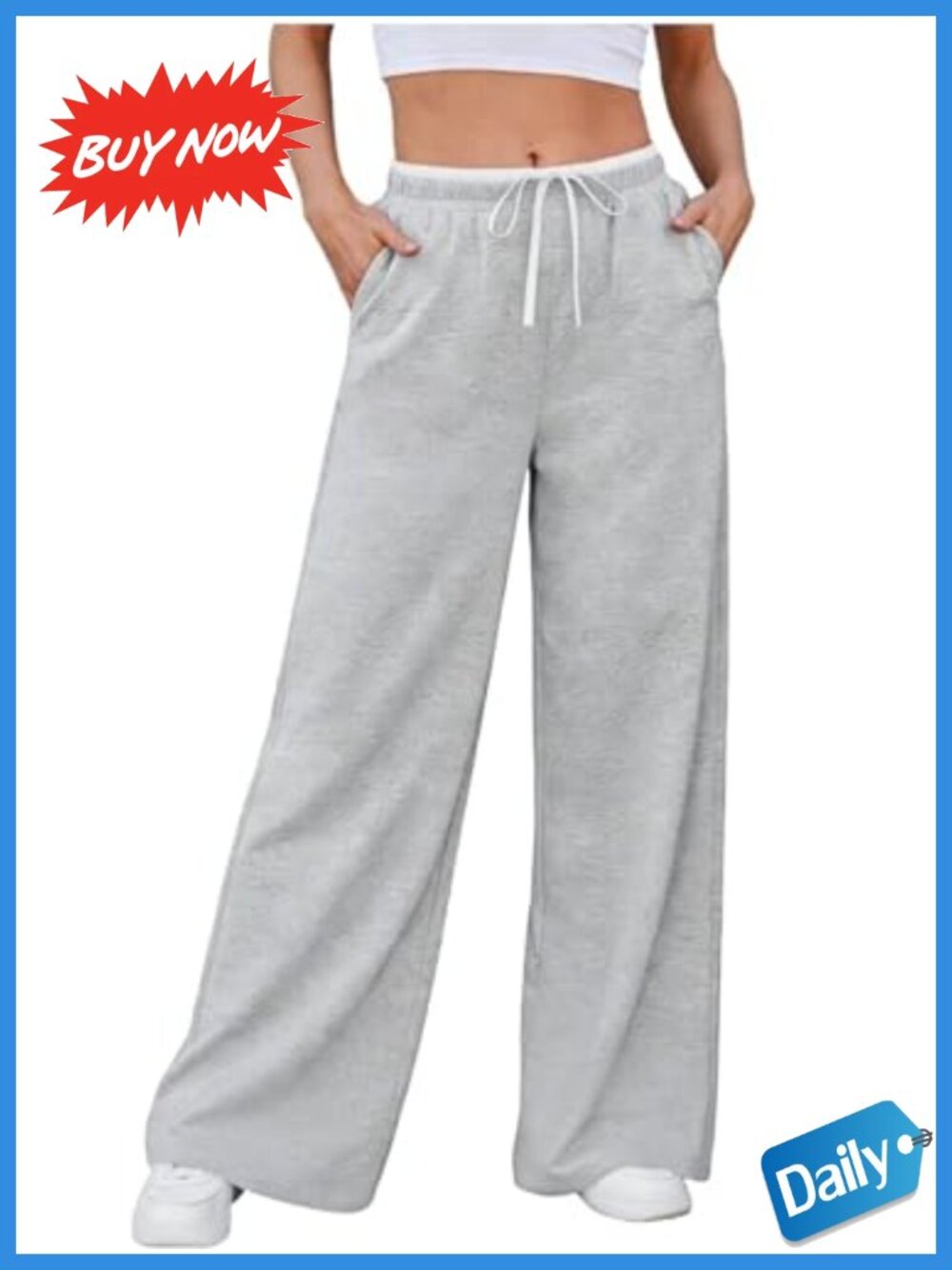 Women's Wide-Leg Track Pants Lightweight Loose Stretch Casual Sweatpants